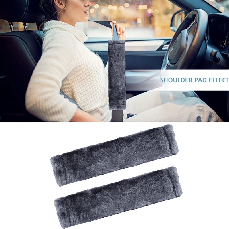 MOONET 2 Packs Car Seatbelt Covers Shoulder Pad for More Comfortable Driving, Universal Seat Belt Cover for Handbag Camera Backpack Straps, Soft Faux Sheepskin Wool Seat Belt Cushion (Dark Gray) - Image 4